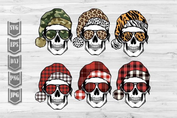 Buffalo Plaid 3 Christmas Skull: Bold Illustrations