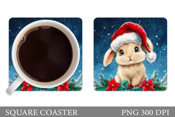 Christmas Bunny Coaster Sublimation & Illustrations