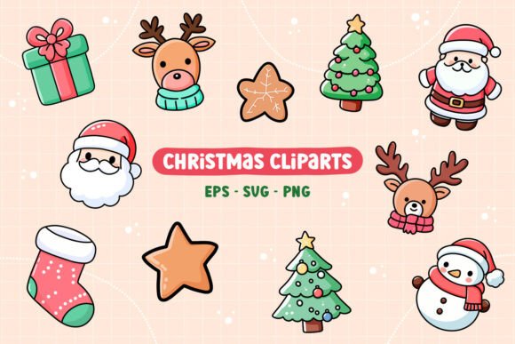 Christmas Clipart Set: Holiday Craft Illustrations