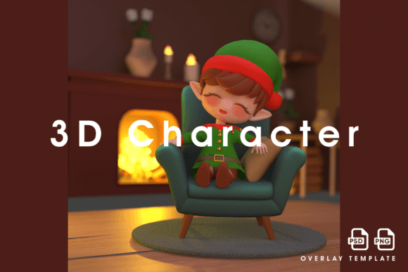 Christmas Elf Relaxing on Armchair Illustrations