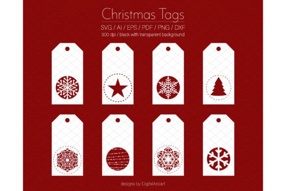Christmas Gift Tags SVG Labels: Festive Illustrations