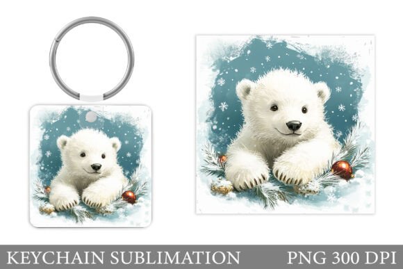 Christmas Polar Bear Keychain Design & Illustrations