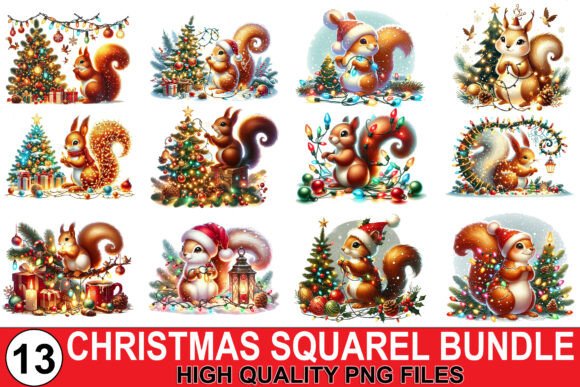 Christmas Squirrel Clipart Bundle: Festive Illustrations