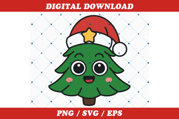 Christmas Tree with Santa Hat Vector Illustrations