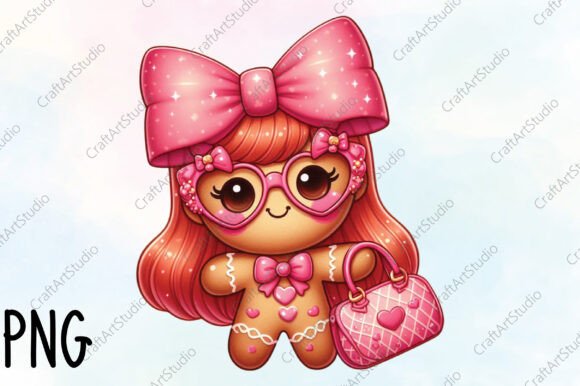 Coquette Christmas Gingerbread Man PNG for Festive Illustrations