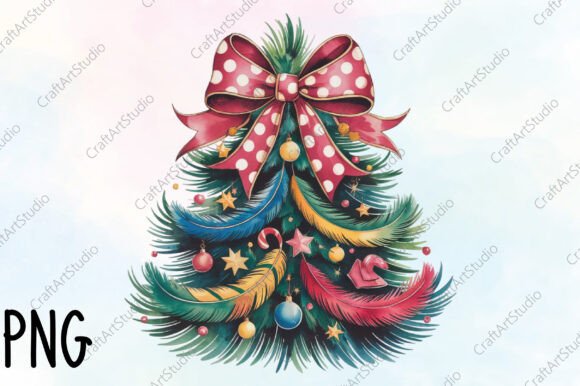 Coquette Christmas Tree Bow PNG Glitter: Illustrations Review