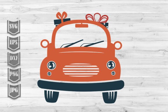 Front-Christmas Truck with Gifts Illustrations