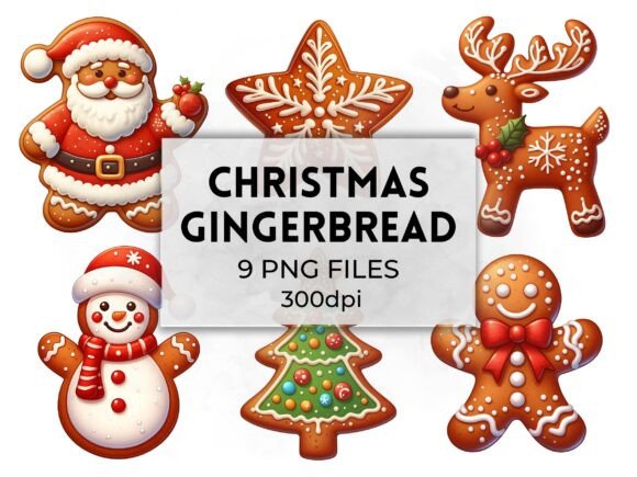 Gingerbread Clipart Christmas Cookie Illustrations