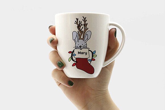Magical Christmas Rabbit in Stocking Illustrations