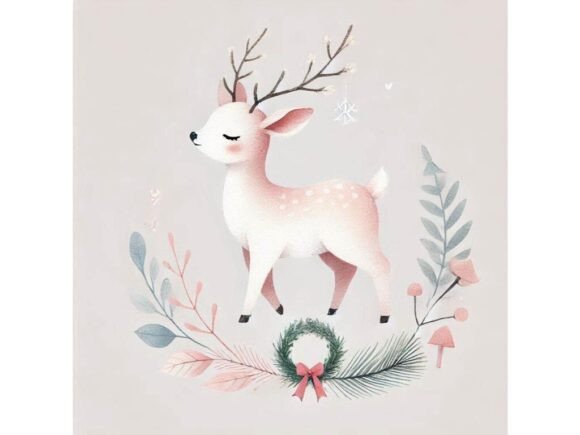 Minimalist Deer Illustrations for Soft Holiday Branding