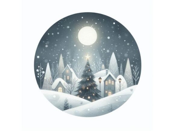 Minimalist Snowy Christmas Glow Illustrations