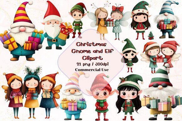 Reviewing Christmas Gnome and Elf Clipart for Embroidery