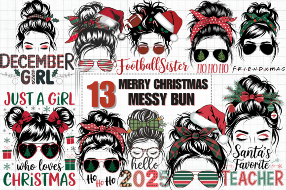 Reviewing the Merry Christmas Messy Bun Sublimation Design