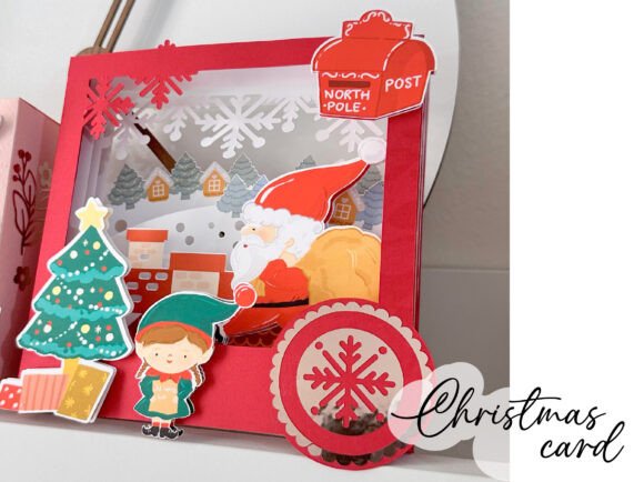 Shadow Box Christmas Card SVG PNG File Review