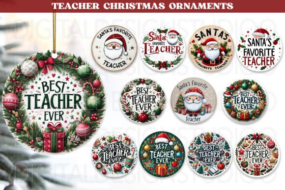 Teacher Christmas Ornament PNG: Festive Illustrations