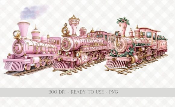 Vintage Pink Christmas Train Clipart: A Crafter’s Review of Festive Illustrations